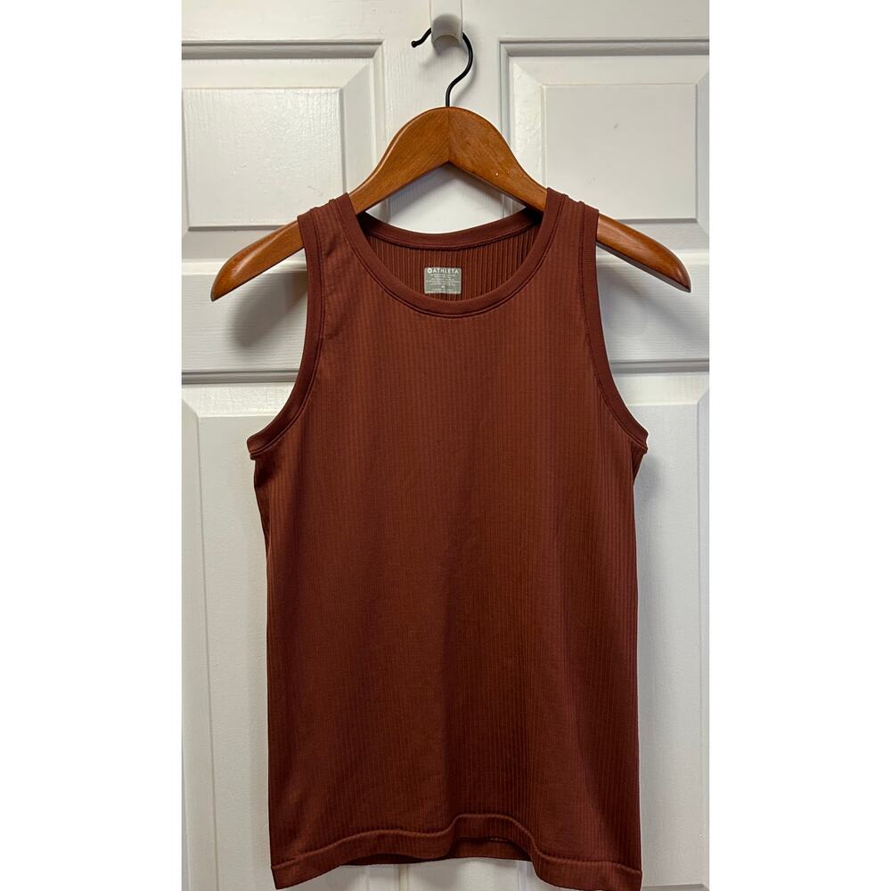 Athleta Renew CYA Length Ribbed Tankn in Havana Brown, Size M